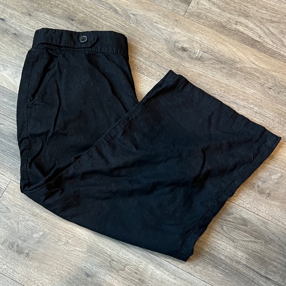 Women's Croft & Barrow® Pull-On Wide Leg Crop Pants linen blend size L black - Picture 3 of 6